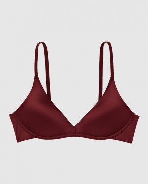 Women's La Senza Wireless Light Push Up Bras Red Burgundy | fKmabLqA