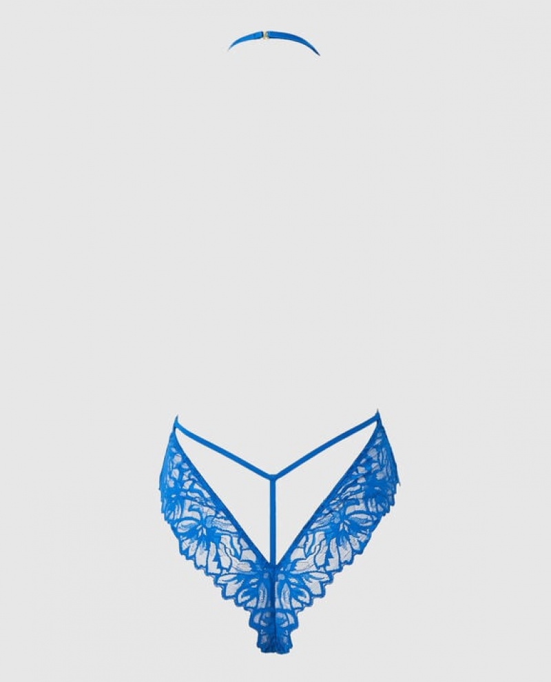 Women's La Senza Barely-There Lace Bodysuit Lingerie Deep Blue | JO2zUK6Z