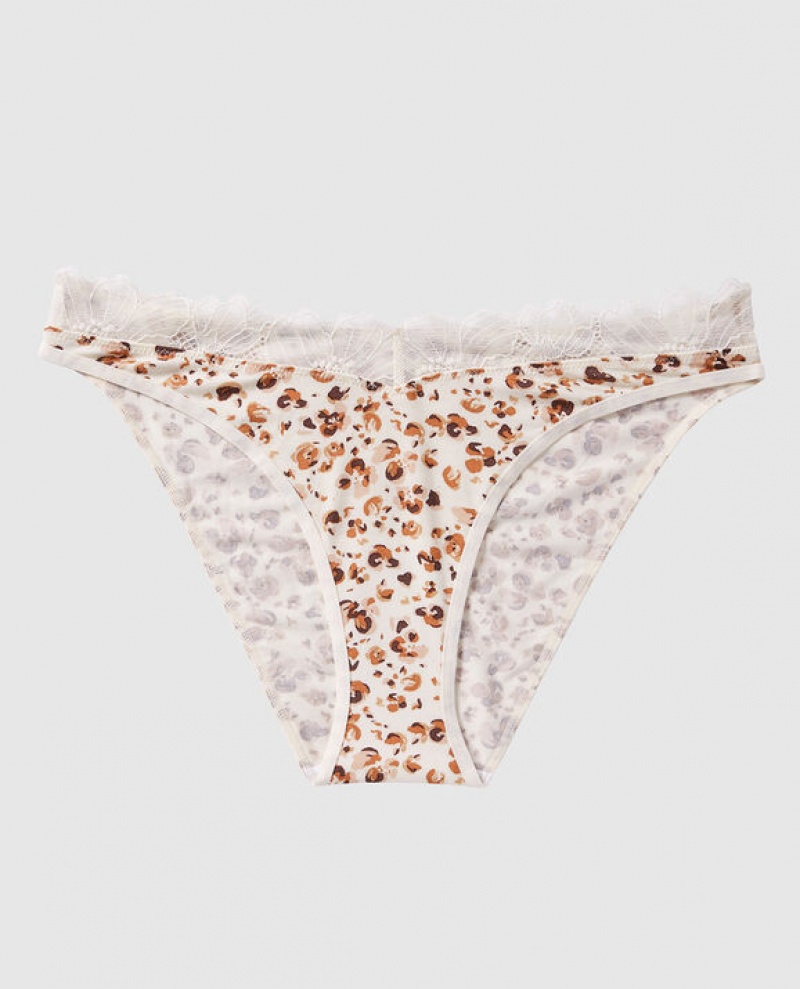 Women\'s La Senza Bikini Panty Underwear Cream Leopard | C7aJ2Qvq