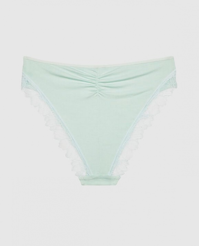 Women's La Senza Bikini Panty Underwear White Green | 32Ux34cM