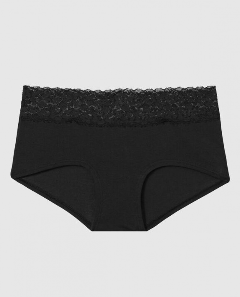 Women\'s La Senza Boyshort Panty Underwear Black | OYHn4iyM