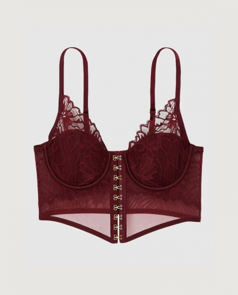 Women\'s La Senza Front-Close Bra Top Lingerie Red Burgundy | G5M0t7qR