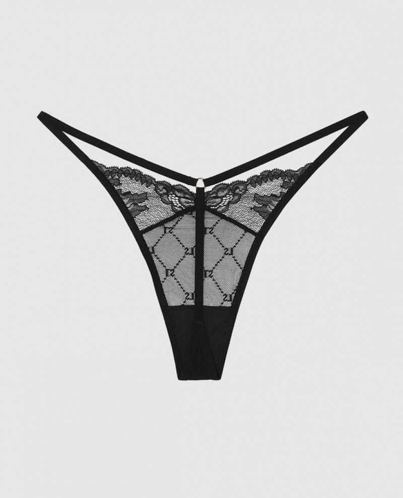 Women's La Senza G-String Panty Underwear Black | wzCJqsoq