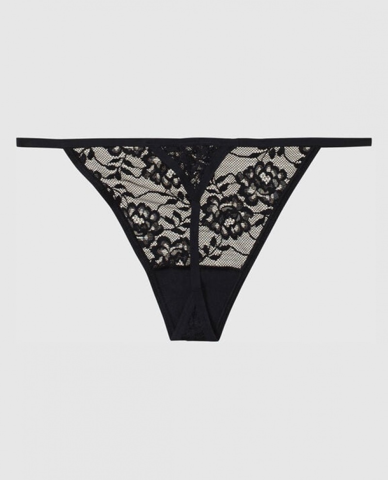 Women's La Senza G-String Panty Underwear Black | n6eCwjWo