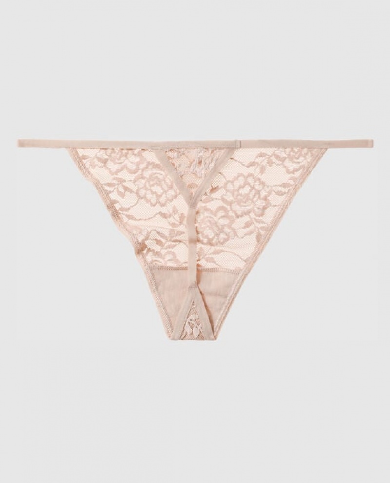 Women's La Senza G-String Panty Underwear Rosetan | FNEi8JLk