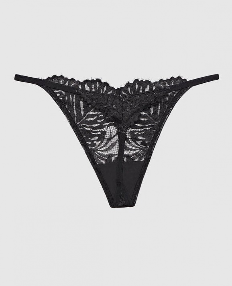 Women's La Senza G-String Panty Underwear Black | l4AAIitn