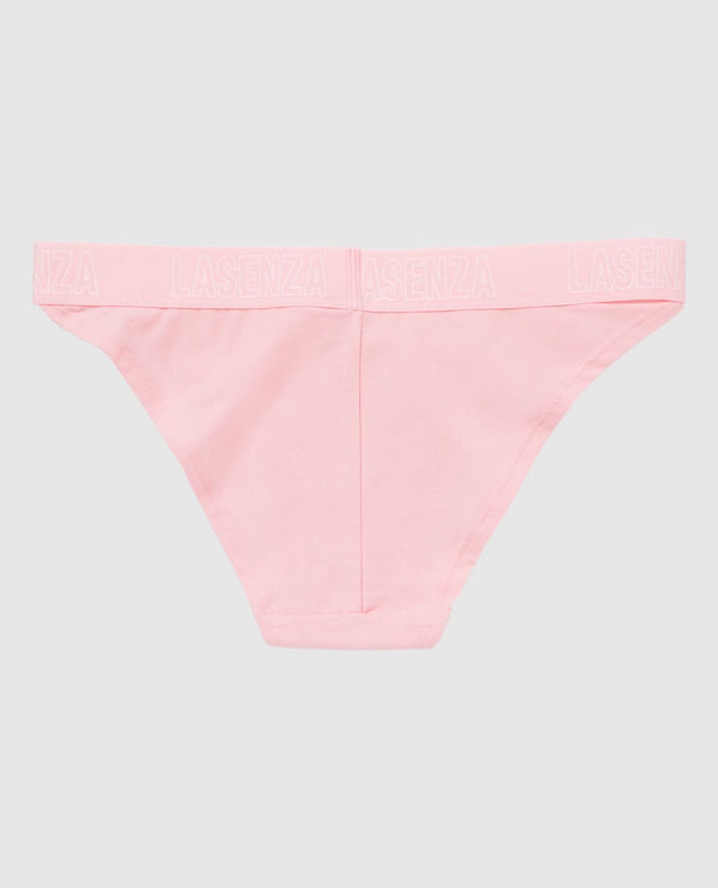 Women's La Senza High Leg Cheeky Panty Underwear Pink White | OuMKqIYu