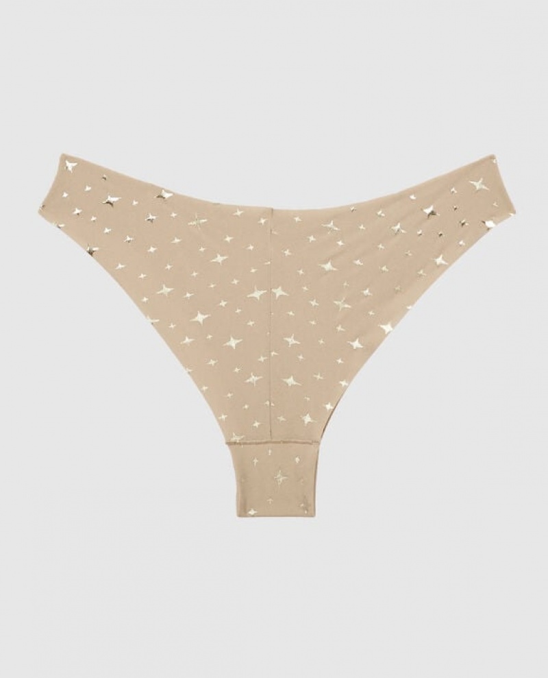 Women's La Senza High Leg Cheeky Panty Underwear Stardust Sparkle Rosetan | icohRnPd