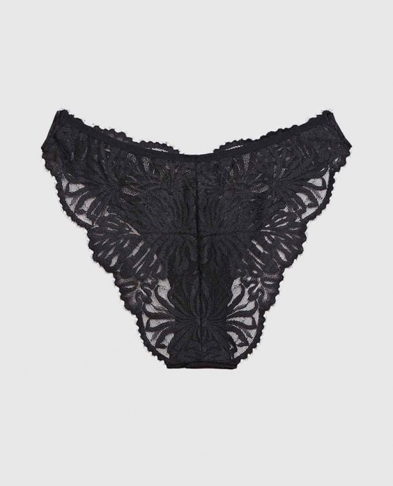 Women's La Senza High Leg Cheeky Panty Underwear Black | Kmda7meC