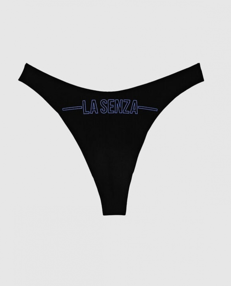 Women\'s La Senza High Leg Thong Panty Underwear Blue | fESSEfHt
