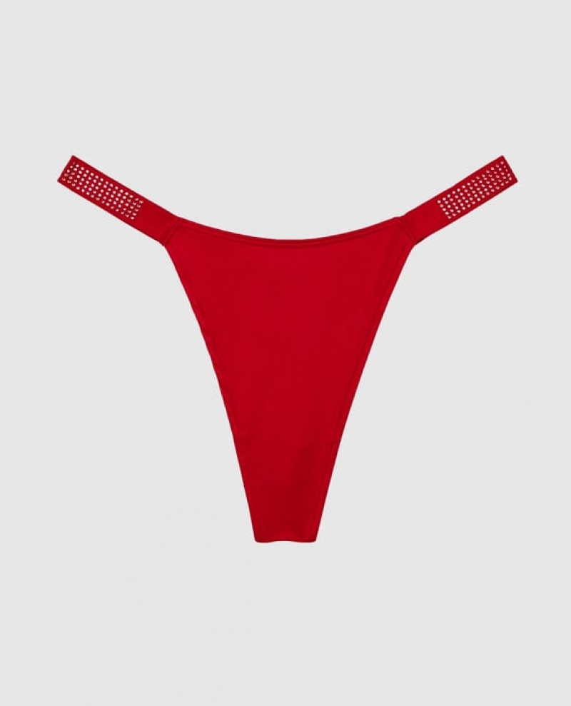 Women\'s La Senza High Leg Thong Panty Underwear Red | ZwixOITd