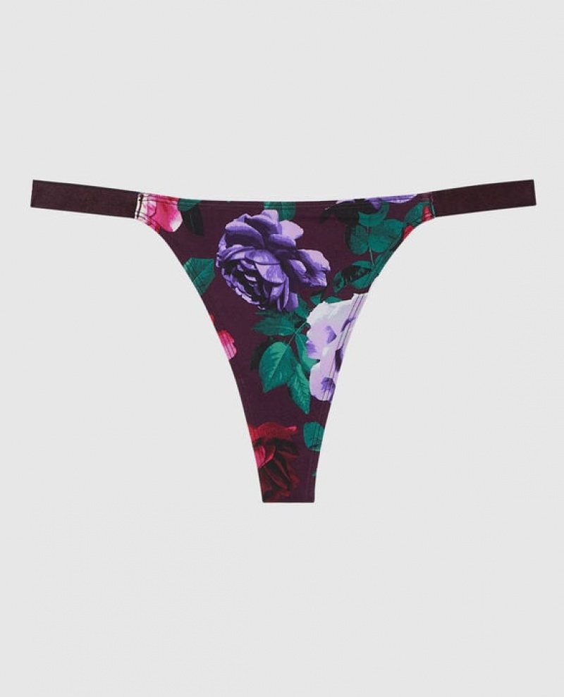 Women\'s La Senza High Leg Thong Panty Underwear After Hours Floral | 6t2Wy6Km