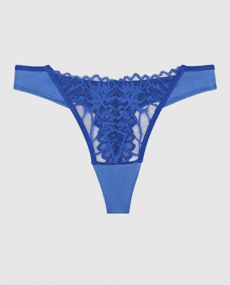 Women\'s La Senza High Leg Thong Panty Underwear Deep Blue | FHd9UBfd