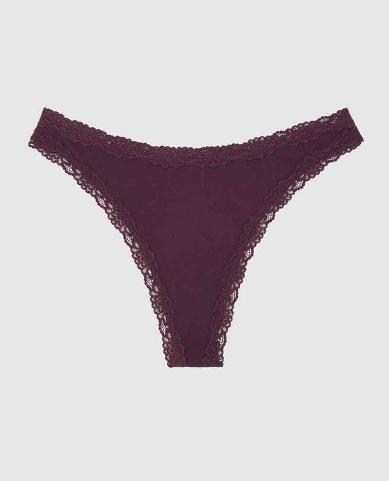 Women\'s La Senza High Leg Thong Panty Underwear Purple | qve0BMPU