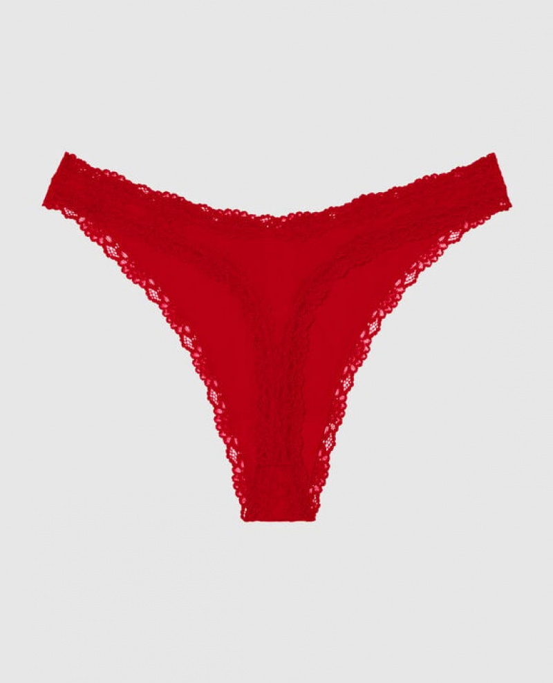 Women's La Senza High Leg Thong Panty Underwear Red | dEyRHo2g