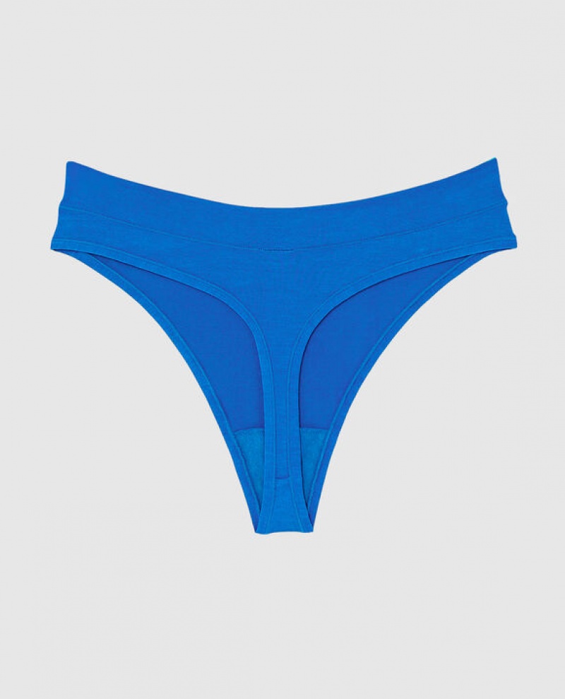 Women's La Senza High Leg Thong Panty Underwear Deep Blue | mrsPDyRX