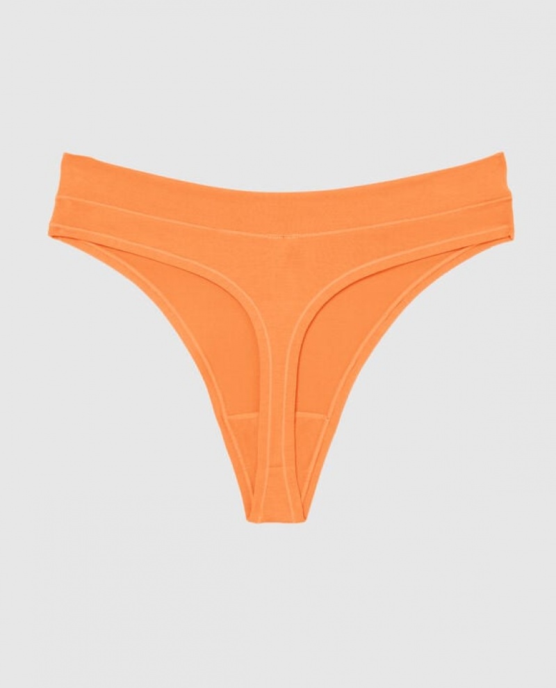 Women's La Senza High Leg Thong Panty Underwear Apricot | eMXNMwEa