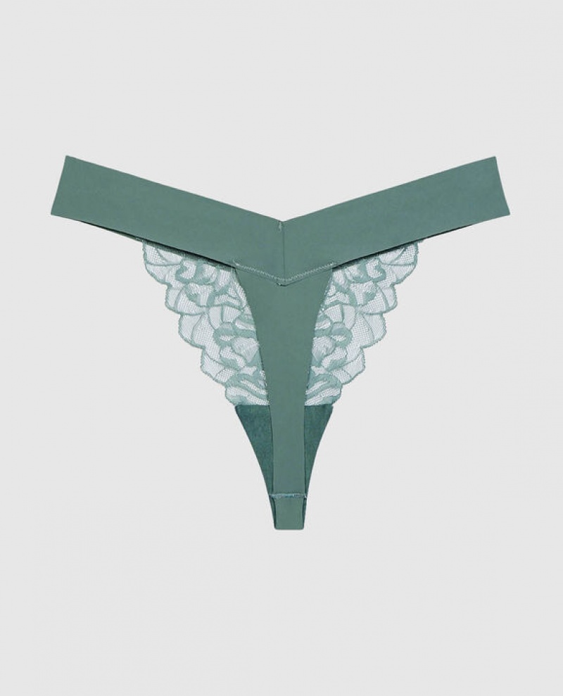 Women's La Senza High Leg Thong Panty Underwear Dark Forest | p40ZneoK