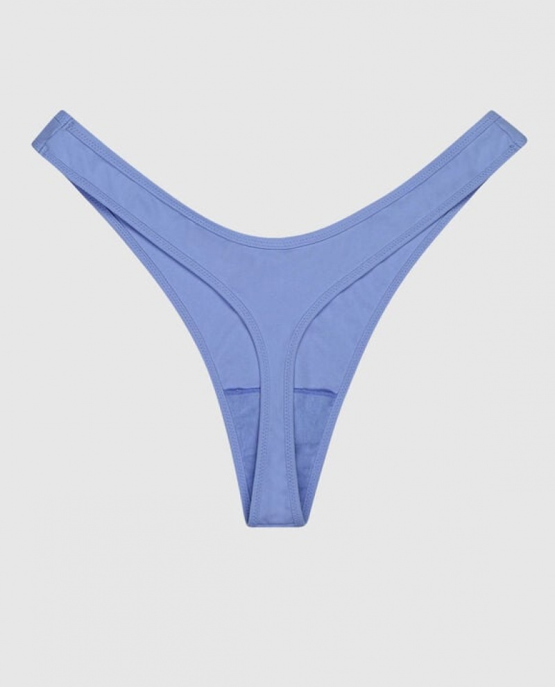 Women's La Senza High Leg Thong Panty Underwear Blue | Ls8h4xiA