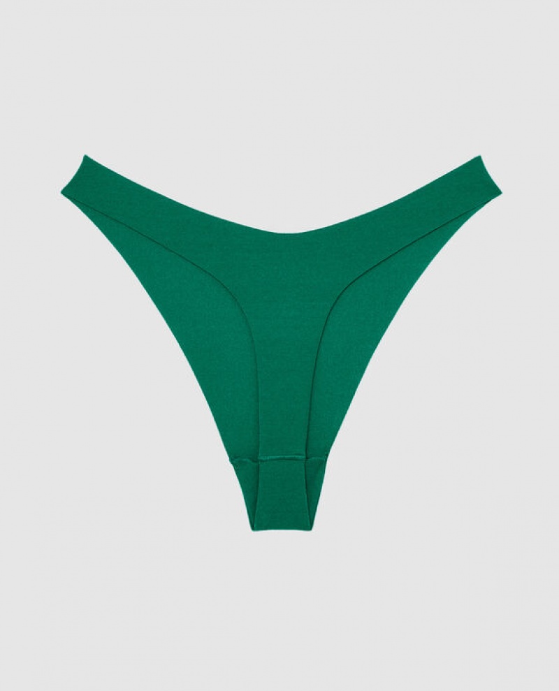 Women's La Senza High Leg Thong Panty Underwear Green | PMF4clIz