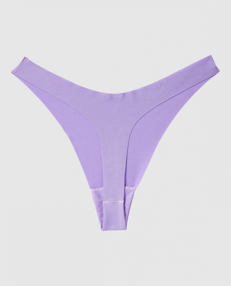 Women's La Senza High Leg Thong Panty Underwear Purple Rose | Q31S48dM