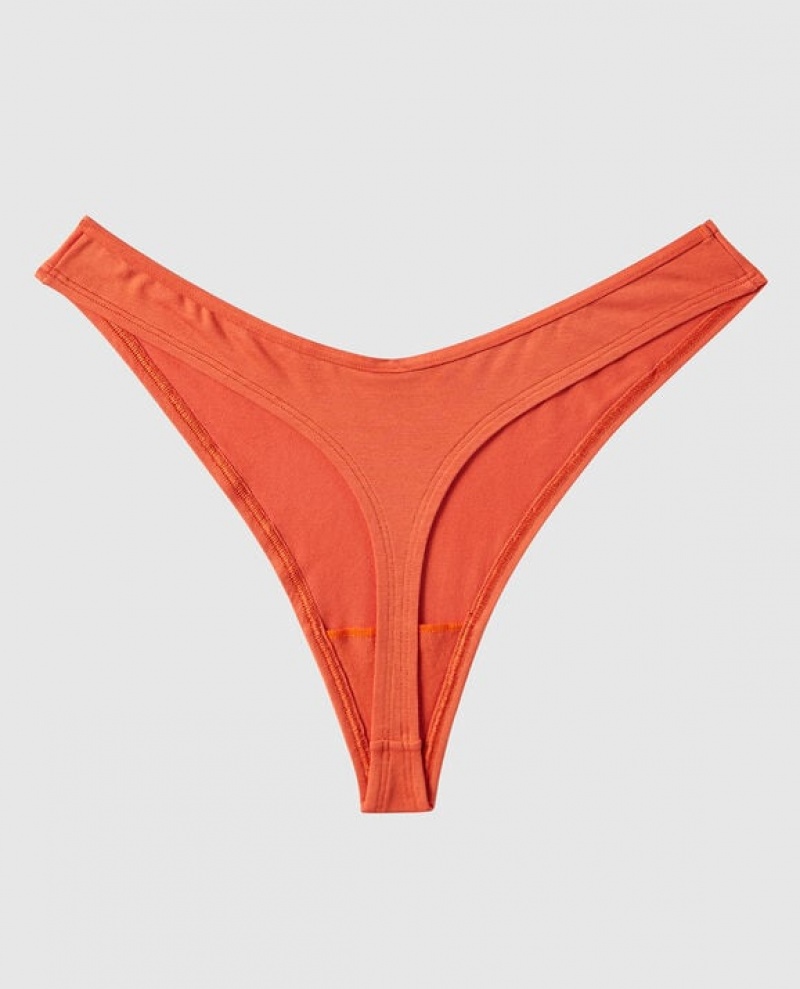 Women's La Senza High Leg Thong Panty Underwear Terra Cotta | j7gagn4B