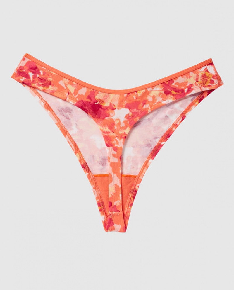 Women's La Senza High Leg Thong Panty Underwear Coral | Gl9rklpu