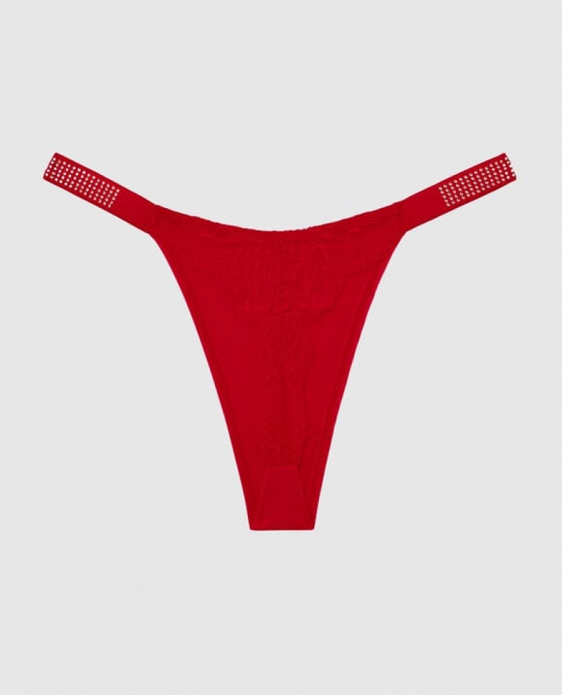 Women's La Senza High Leg Thong Panty Underwear Red | 1EO47Y46