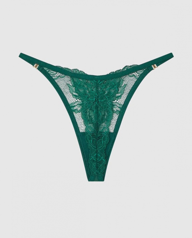 Women's La Senza High Leg Thong Panty Underwear Green | 5YVHlqXl