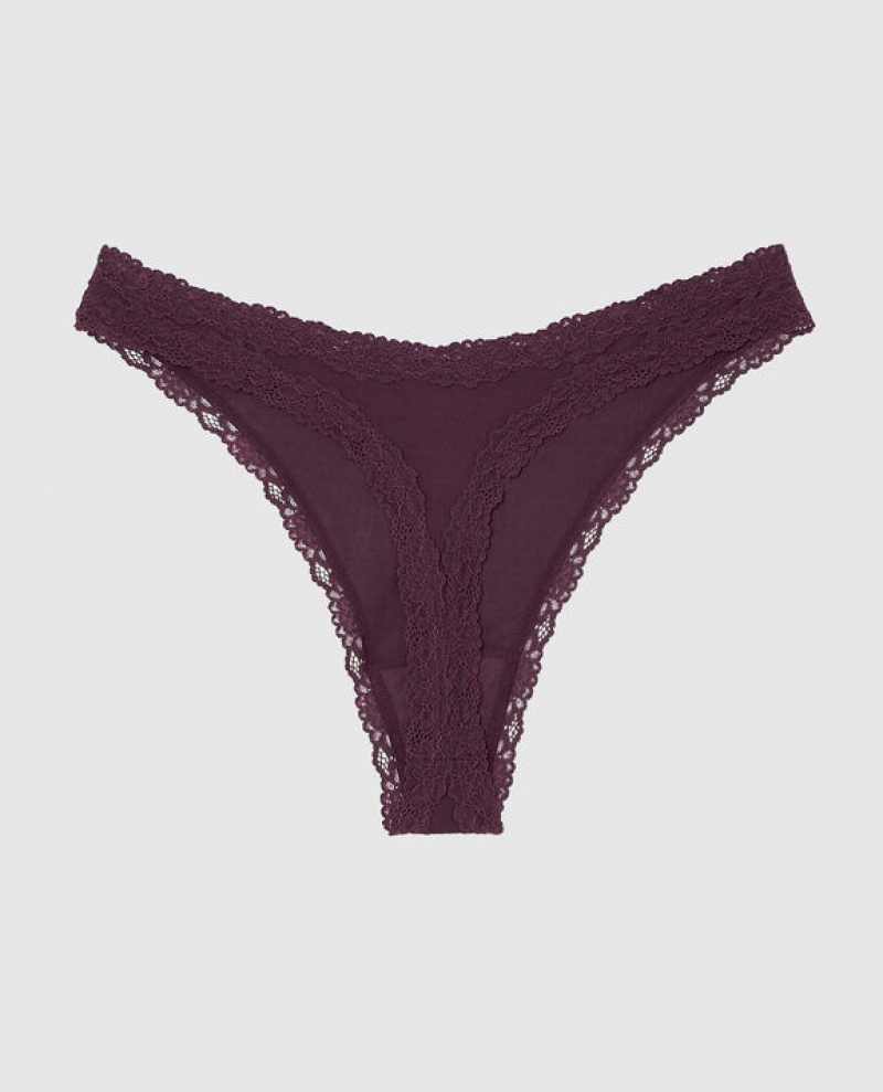 Women's La Senza High Leg Thong Panty Underwear Purple | 1mRvkv3J