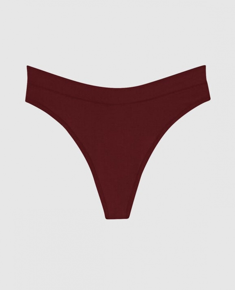 Women\'s La Senza High Leg Thong Panty Underwear Red Burgundy | ykTinYFg