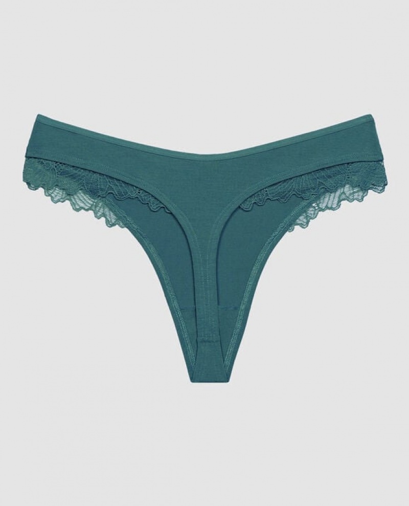 Women's La Senza High Leg Thong Panty Underwear Tidal Turq | TxO2QKuw