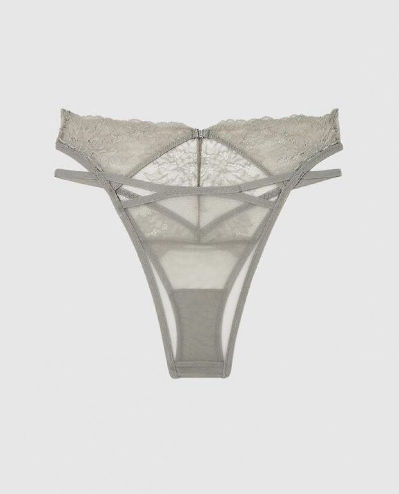 Women's La Senza High Waist Cheeky Panty Lingerie Silver | WKTnqkLE