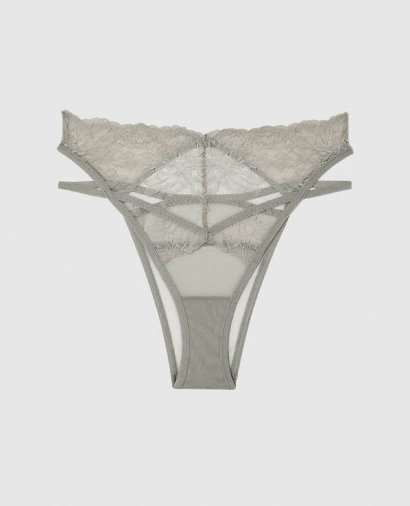 Women\'s La Senza High Waist Cheeky Panty Lingerie Silver | WKTnqkLE