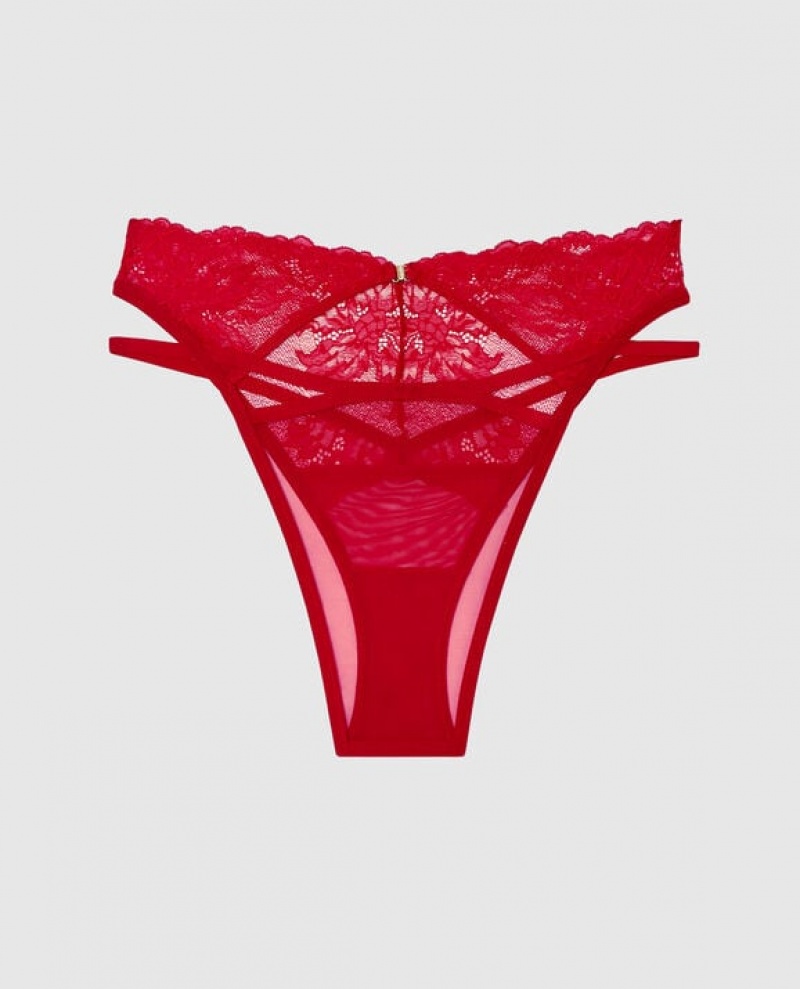 Women's La Senza High Waist Cheeky Panty Lingerie Red | 0eQrtCi8