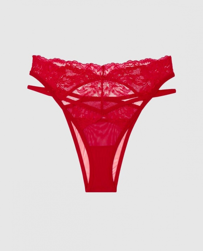Women\'s La Senza High Waist Cheeky Panty Lingerie Red | 0eQrtCi8