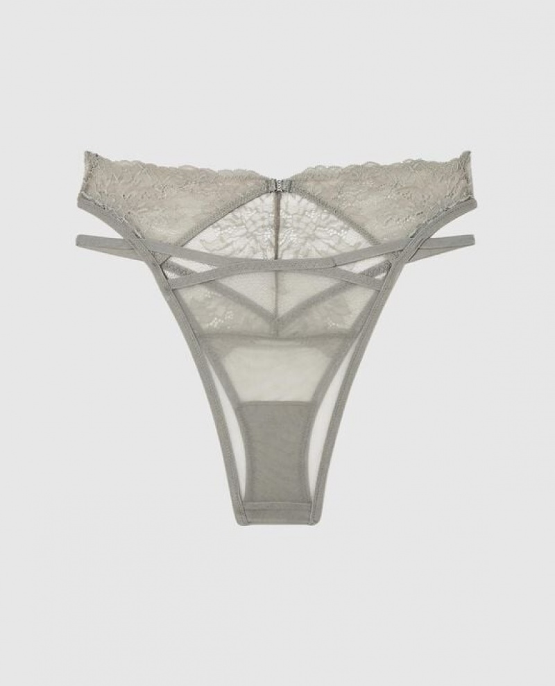 Women's La Senza High Waist Cheeky Panty Underwear Silver | davL7Mm6