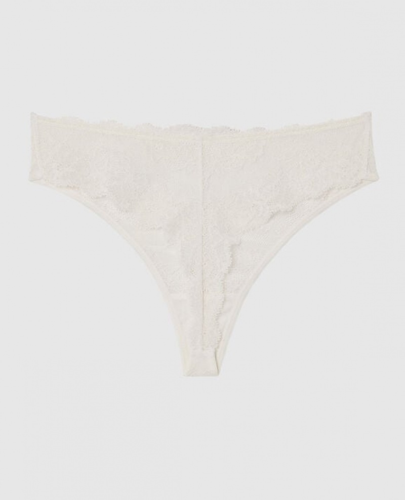 Women's La Senza High Waist Thong Panty Underwear White | ighgzLLB