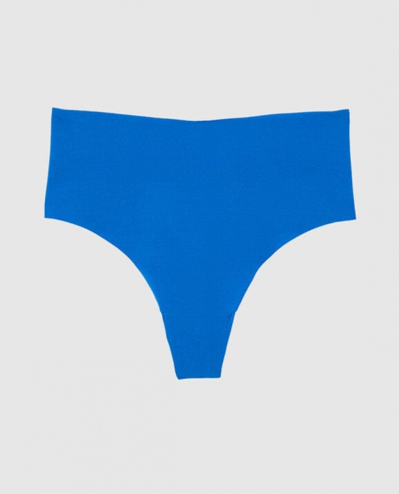 Women\'s La Senza High Waist Thong Panty Underwear Deep Blue | Zbai9FjE