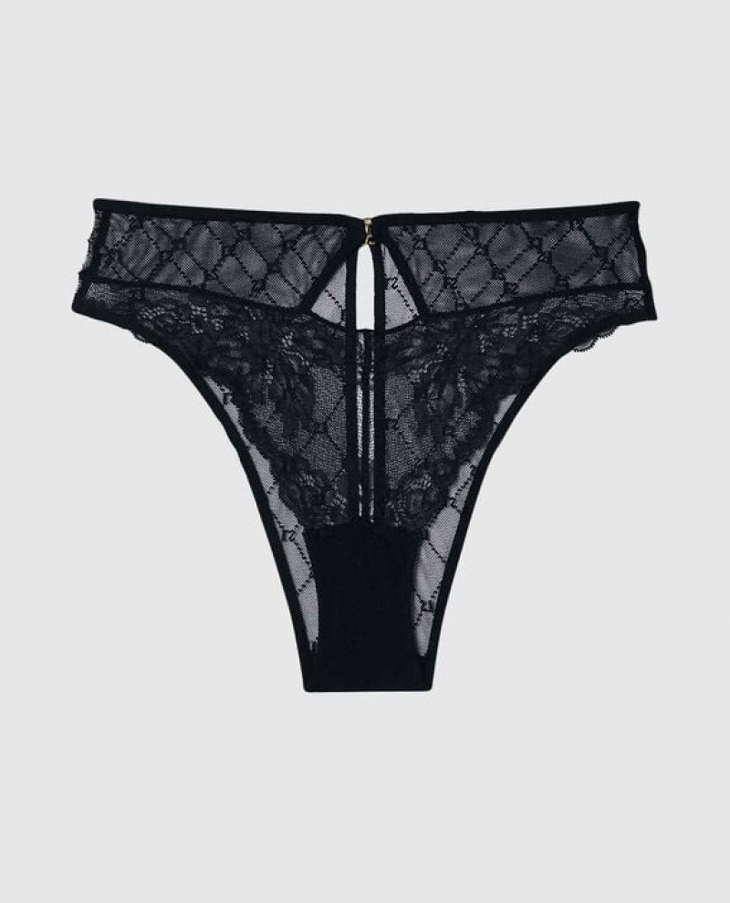 Women\'s La Senza Lace Cheeky Panty Underwear Black | dnUrMdrT