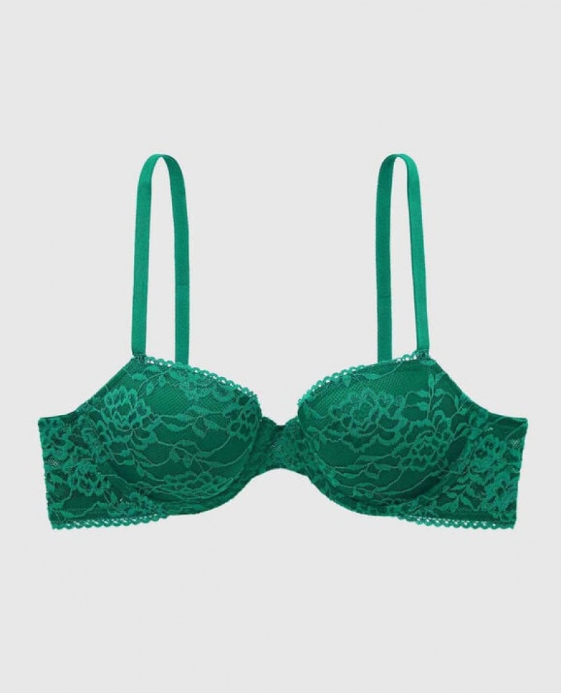 Women\'s La Senza Lightly Lined Demi Bras Green | 5AJrSkzB