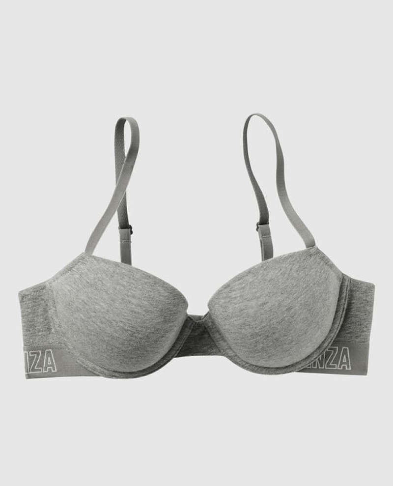 Women\'s La Senza Lightly Lined Demi Bras Grey | NyNVp0RL