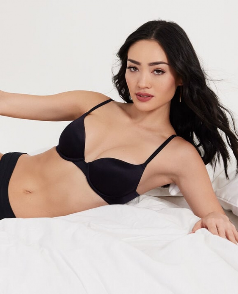 Women's La Senza Lightly Lined Demi Bras Black | KmQctlOG