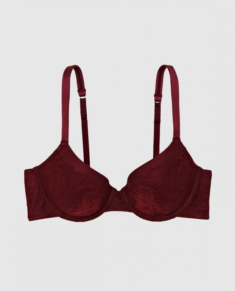 Women\'s La Senza Lightly Lined Full Coverage Bras Red Burgundy | DtRNW3w1