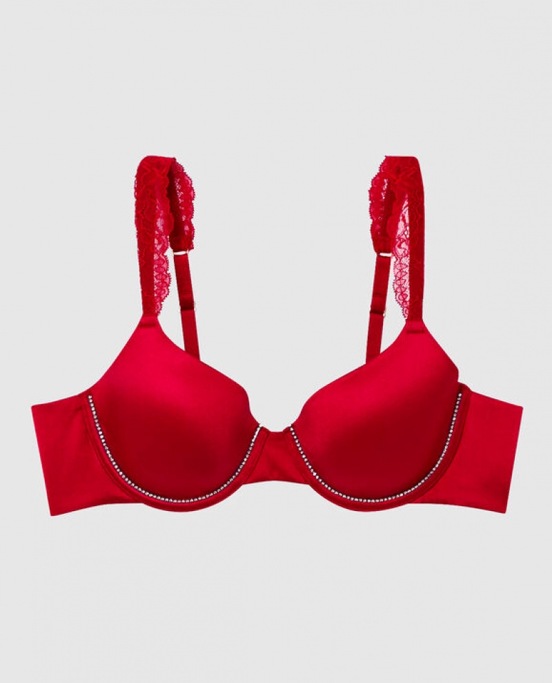 Women\'s La Senza Lightly Lined Full Coverage Bras Red | 4aXCGugQ