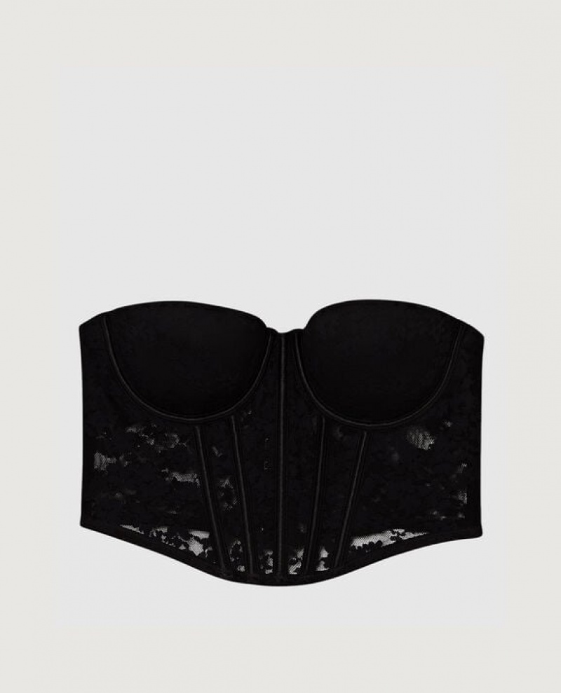 Women's La Senza Lightly Lined Strapless Top Bras Black | vq8K4st4