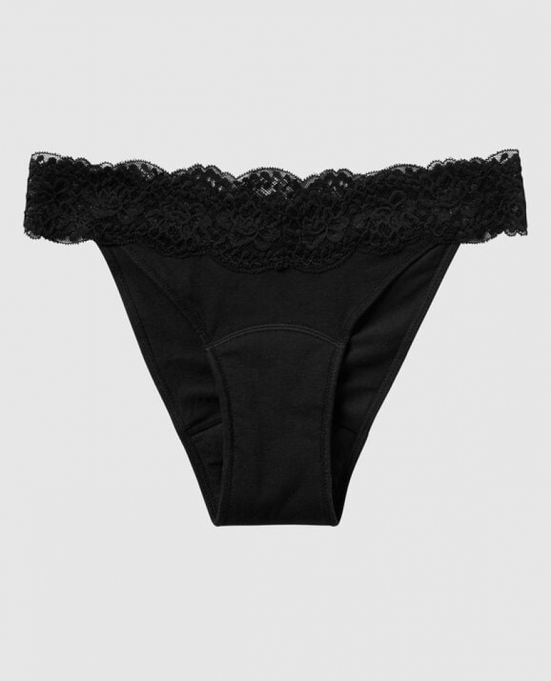 Women\'s La Senza Mini Cheeky Period Panty Underwear Black | 6PDKEvam