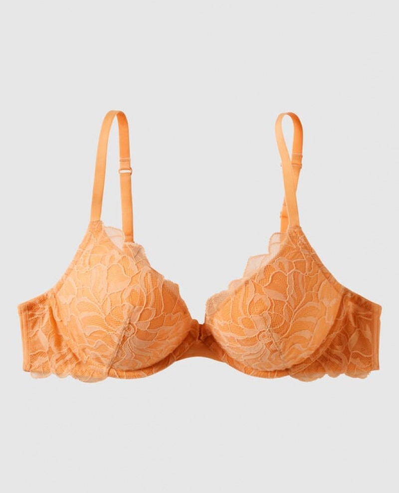 Women\'s La Senza Push Up Plunge Bras Orange Cream | uyLlt7RB