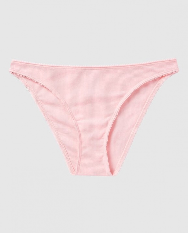 Women\'s La Senza Ribbed Bikini Panty Underwear Pink | RX8FnUHb