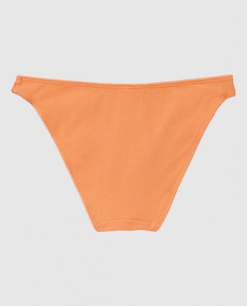 Women's La Senza Ribbed Bikini Panty Underwear Orange Cream | NpfFZKHf